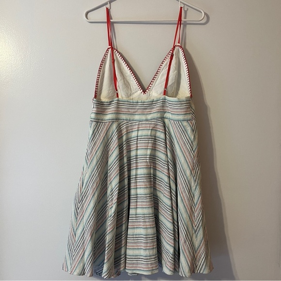 Anthropologie Paper Crane Size Large Mini A -Line Blue Striped Mini Dress - Picture 4 of 9